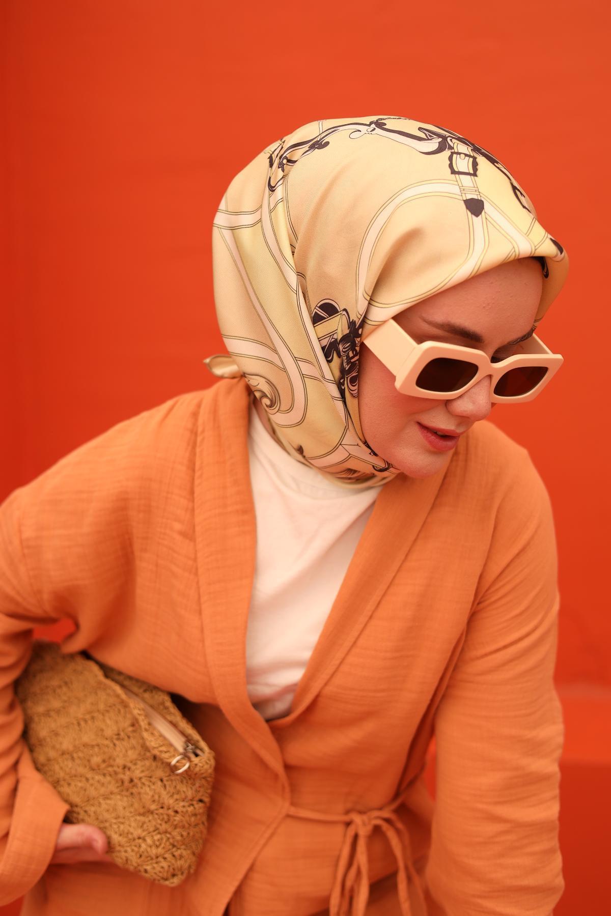 Silk Home Tivil İpek Eşarp 11436-21 Yeşil Karışık Desen