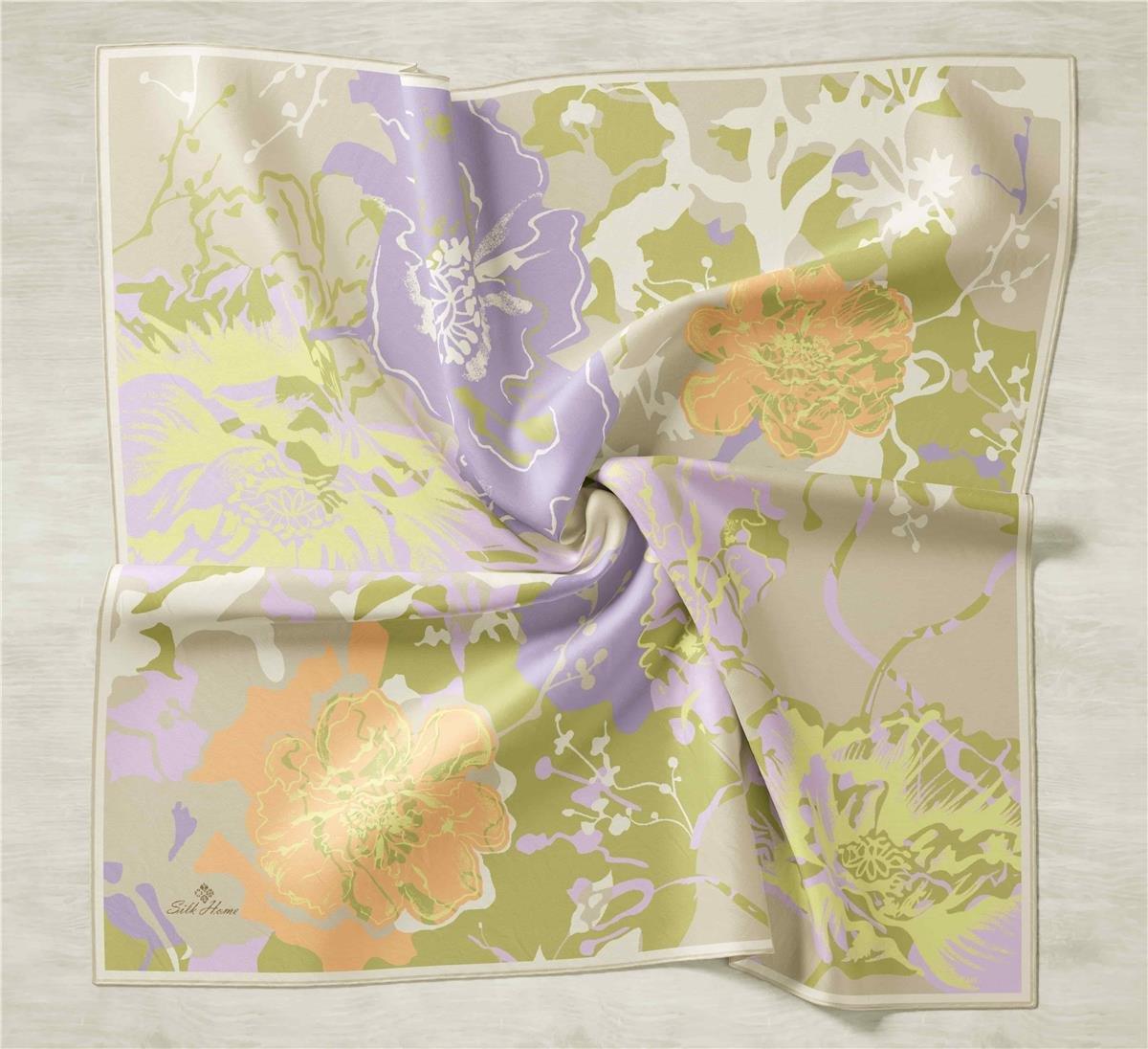 Silk Home Tivil İpek Eşarp 11437-01 Somon Karışık Desen