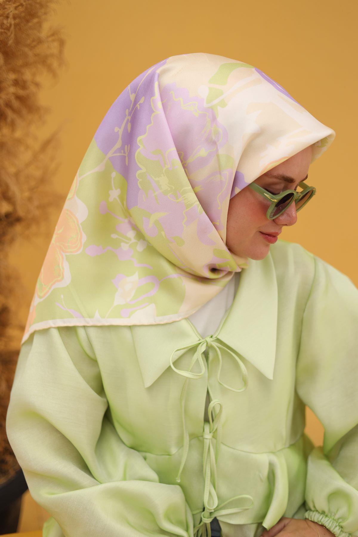 Silk Home Tivil İpek Eşarp 11437-01 Somon Karışık Desen