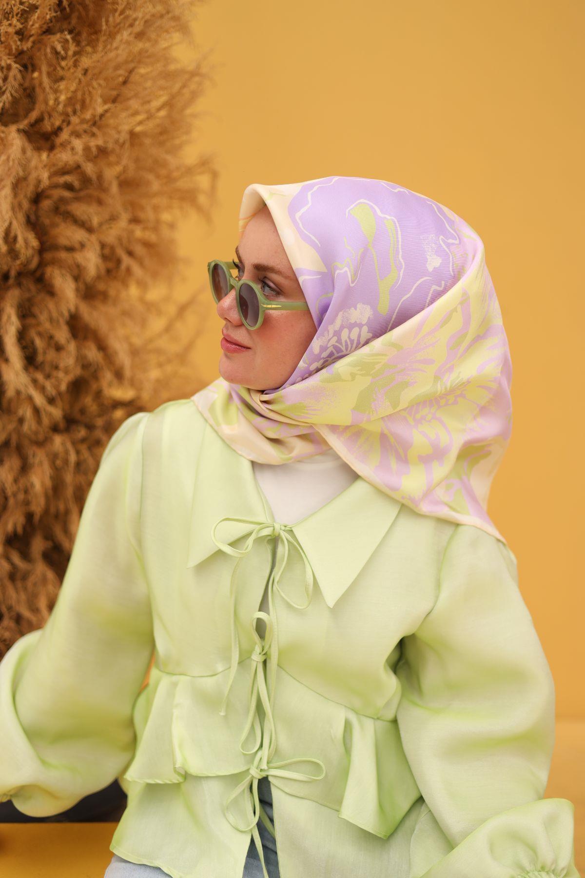 Silk Home Tivil İpek Eşarp 11437-01 Somon Karışık Desen