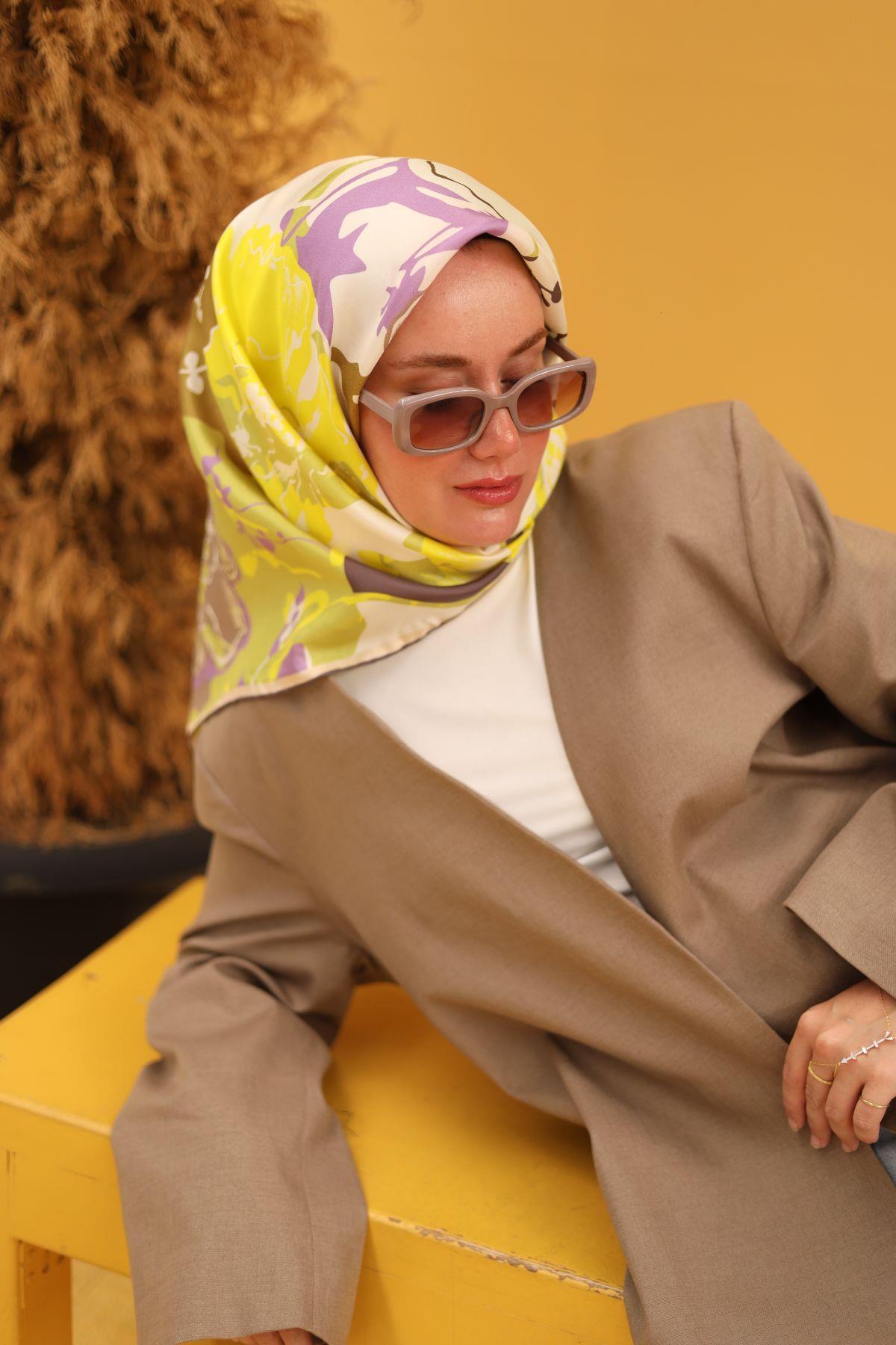 Silk Home Tivil İpek Eşarp 11437-12 Yeşil Karışık Desen