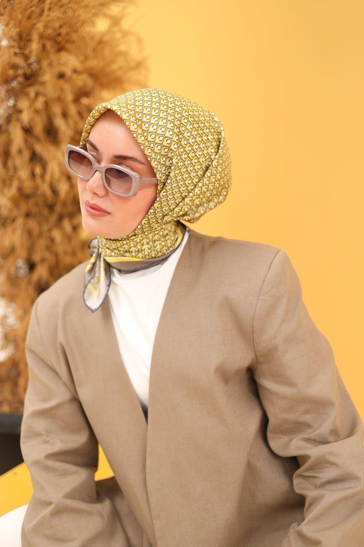 Silk Home Tivil İpek Eşarp 11438-29 Gri - Sarı