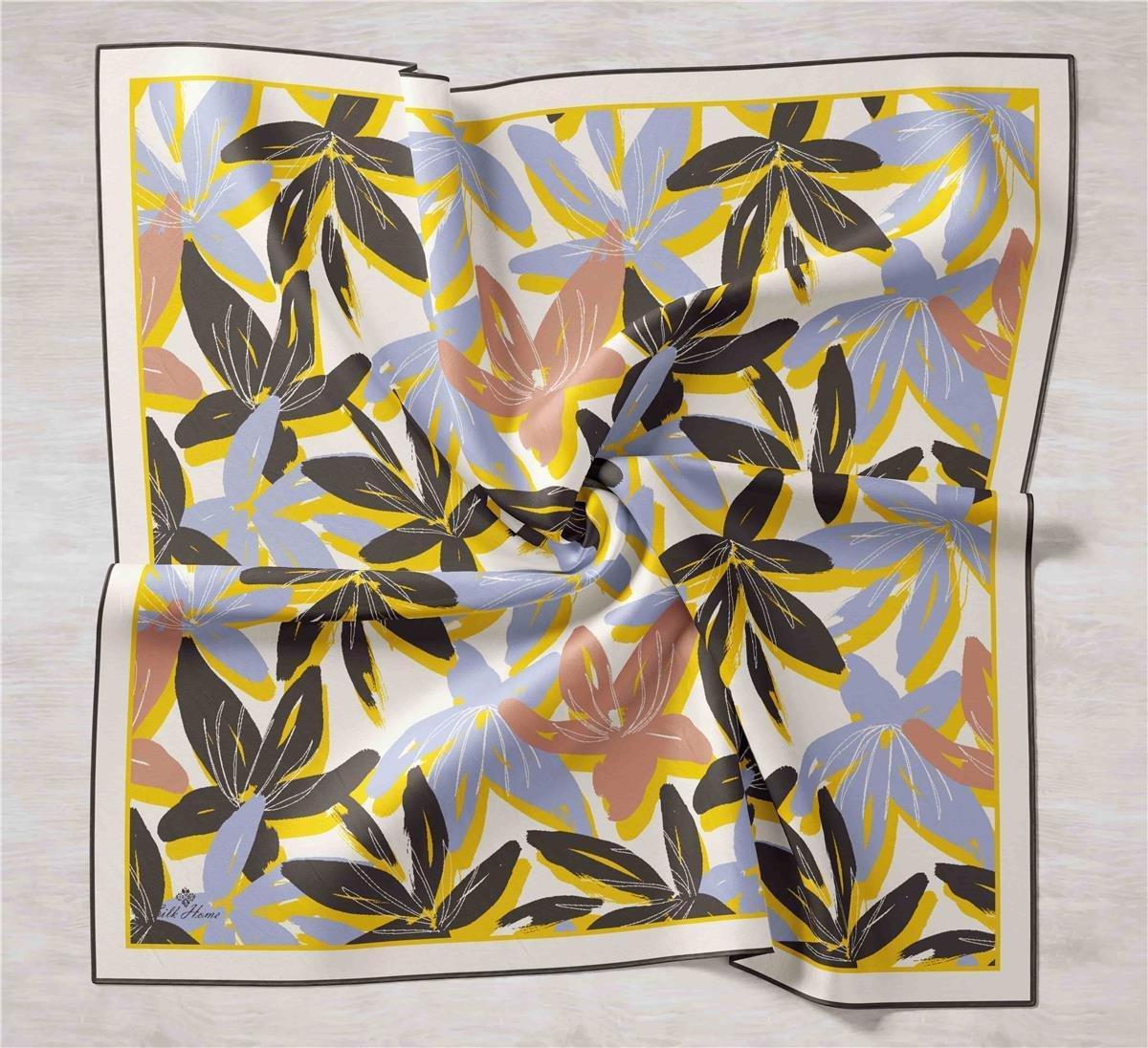 Silk Home Tivil İpek Eşarp 11439-51 Bebe Mavisi Karışık Desen
