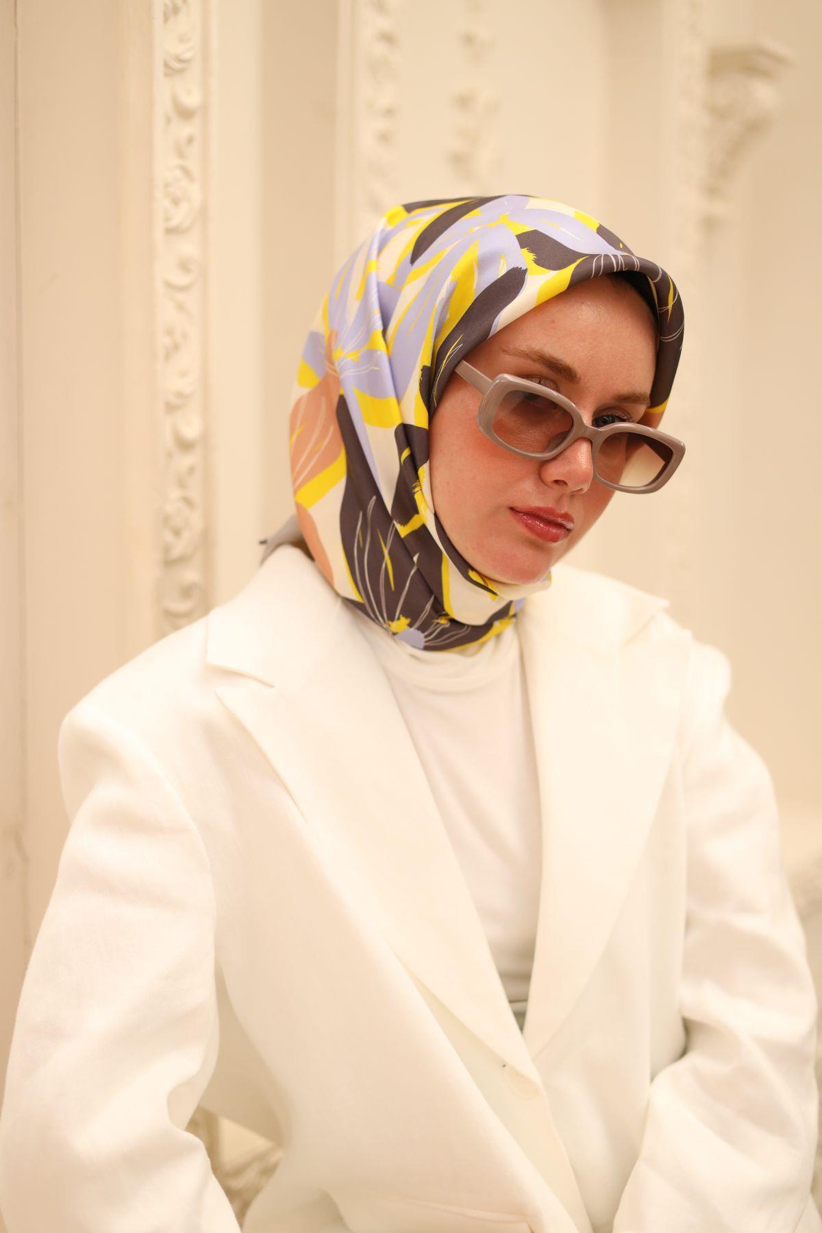 Silk Home Tivil İpek Eşarp 11439-51 Bebe Mavisi Karışık Desen