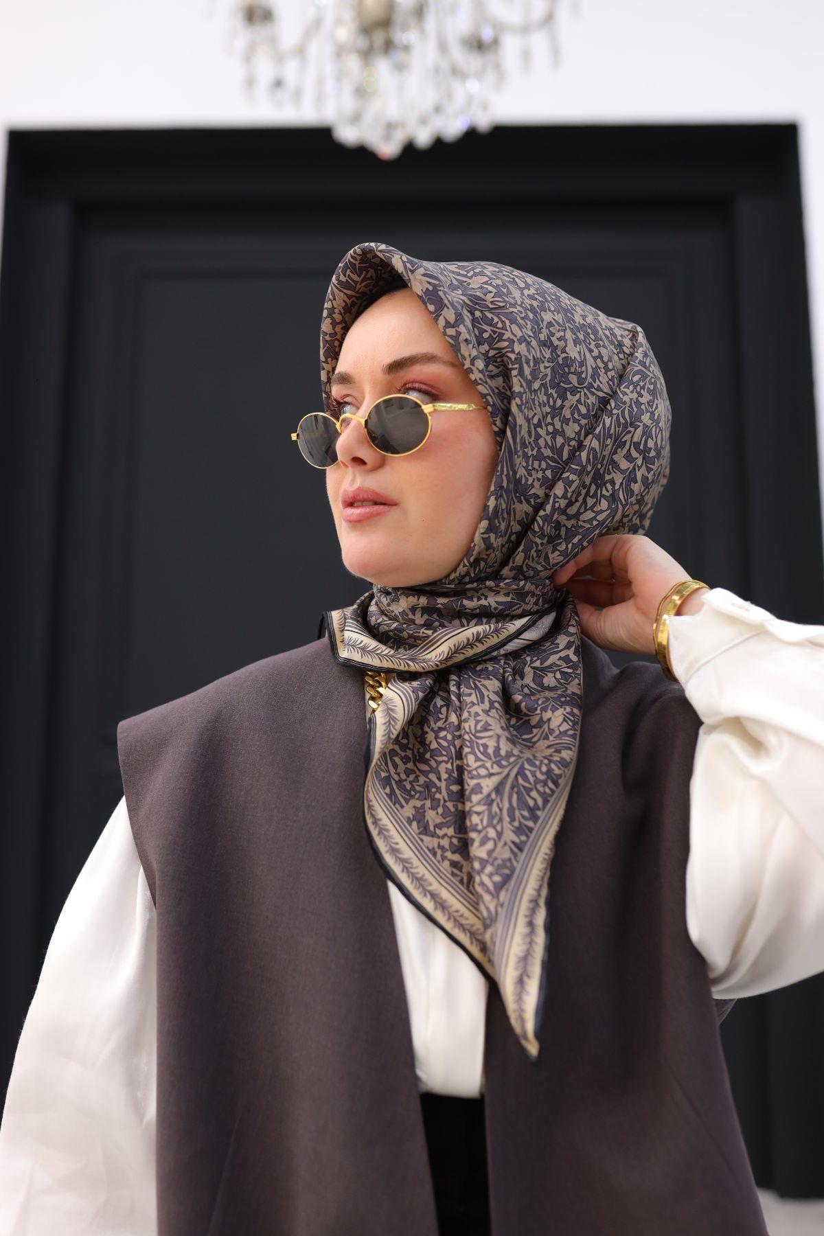 Silk Home Tivil İpek Eşarp 11459-01 Vizon Karışık Desen