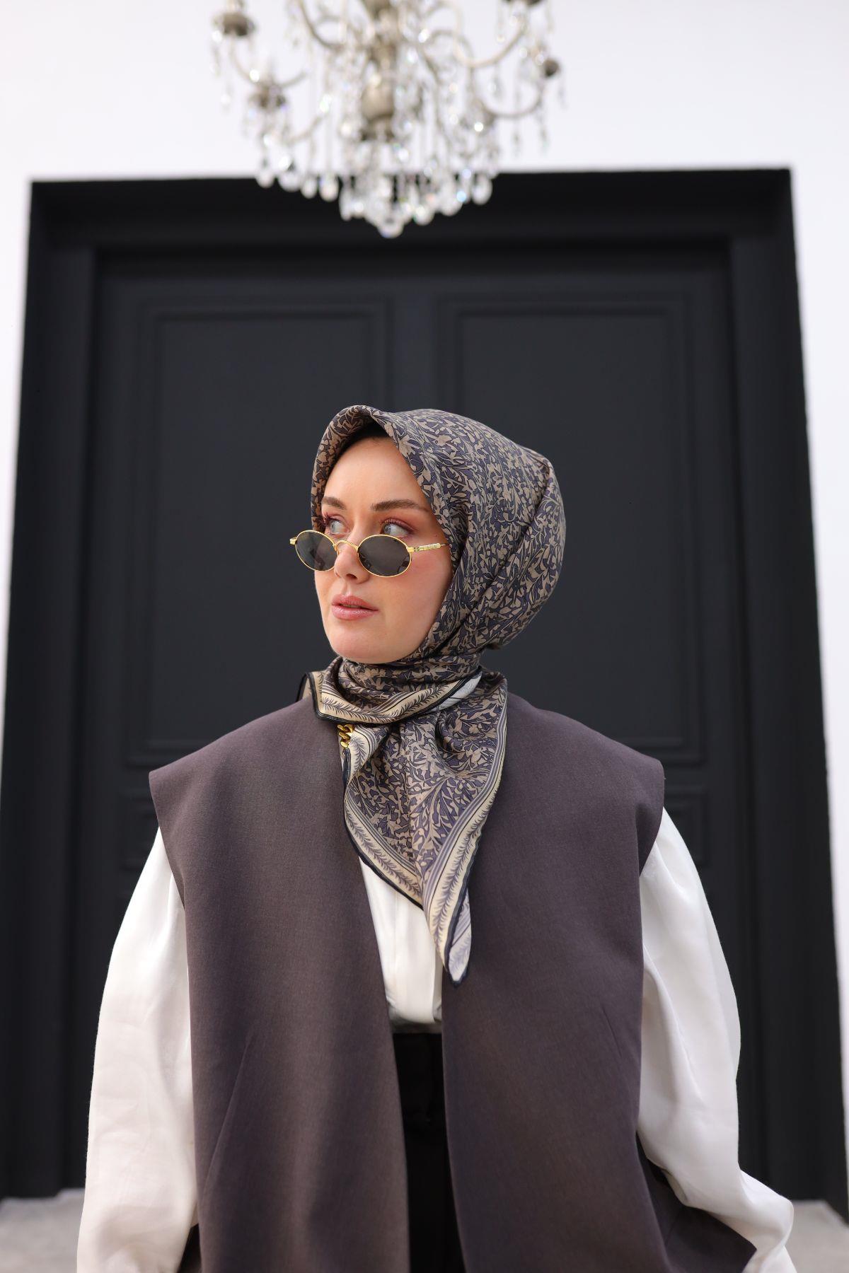 Silk Home Tivil İpek Eşarp 11459-01 Vizon Karışık Desen