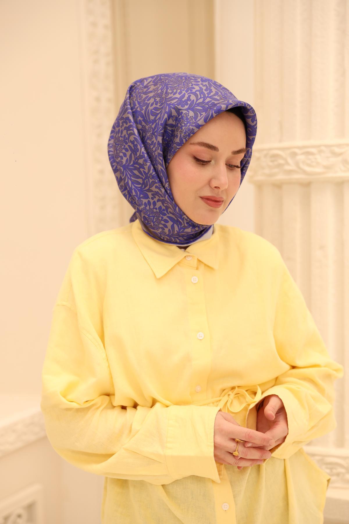 Silk Home Tivil İpek Eşarp 11464-37 Mor Karışık Desen