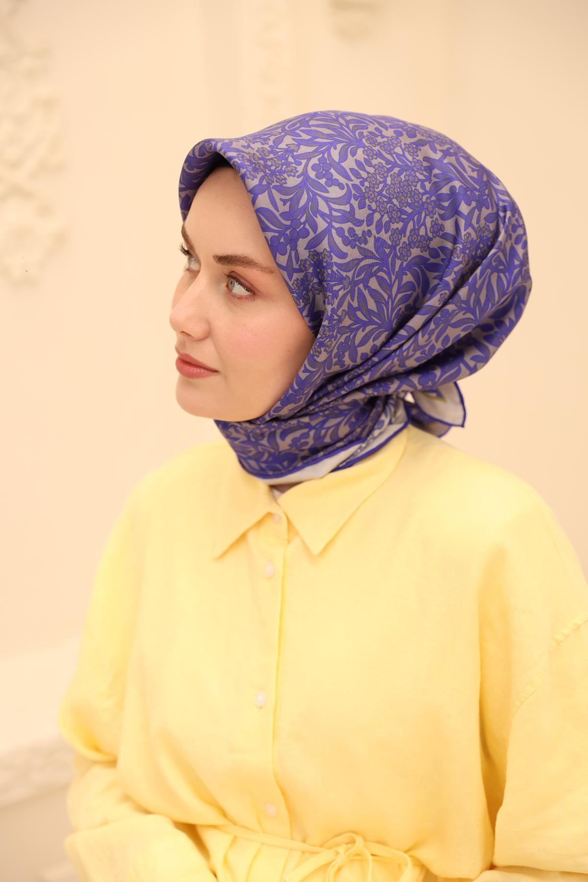 Silk Home Tivil İpek Eşarp 11464-37 Mor Karışık Desen