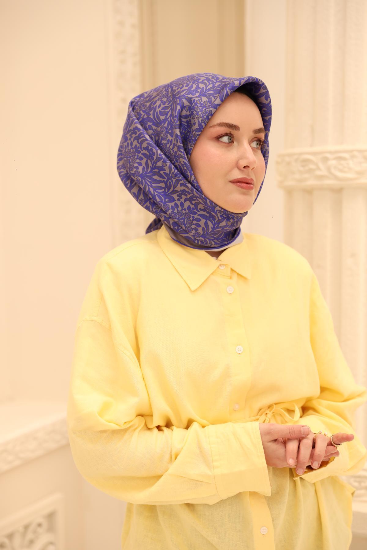 Silk Home Tivil İpek Eşarp 11464-37 Mor Karışık Desen
