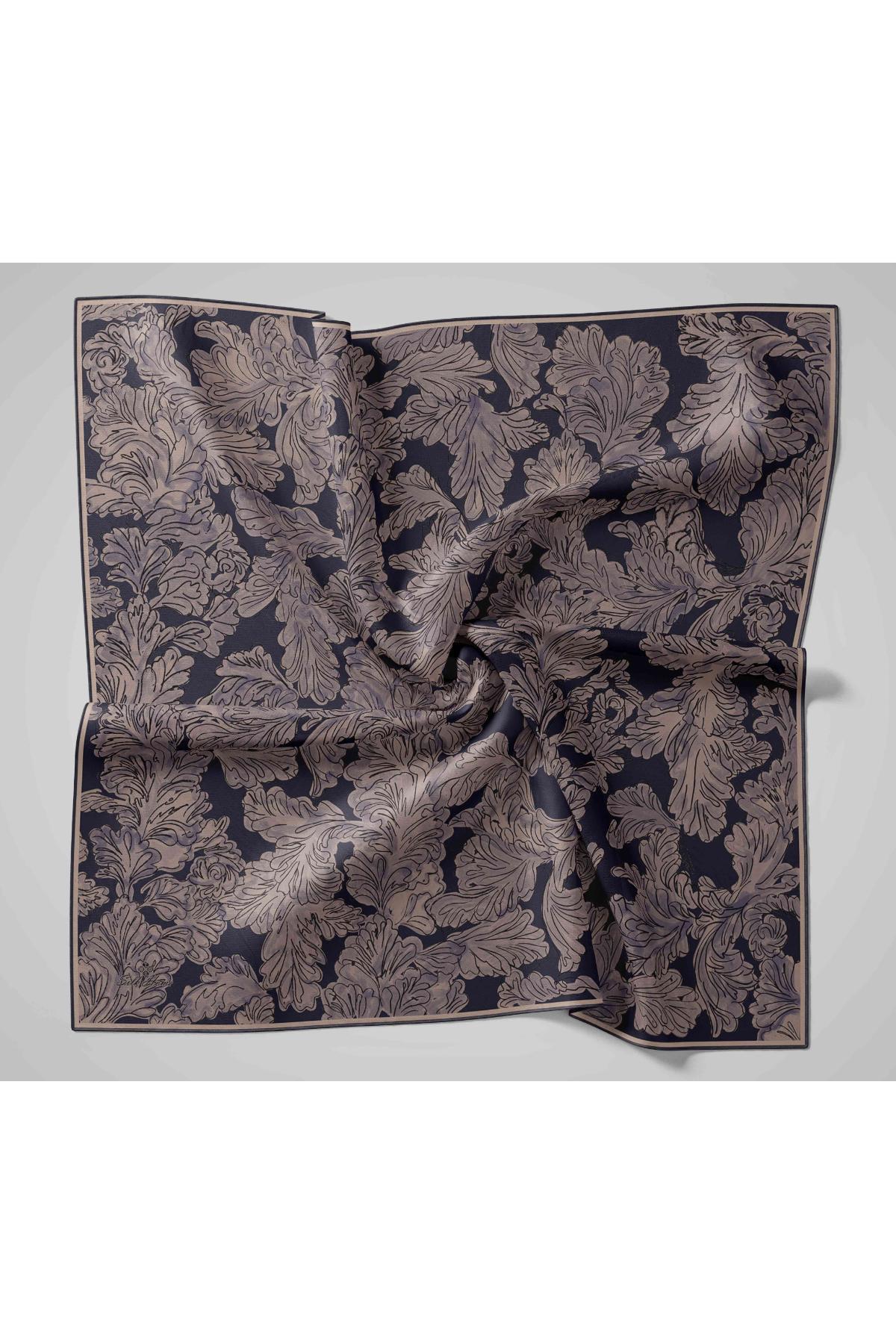 Silk Home Tivil İpek Eşarp 11468-32 Lacivert Karışık Desen