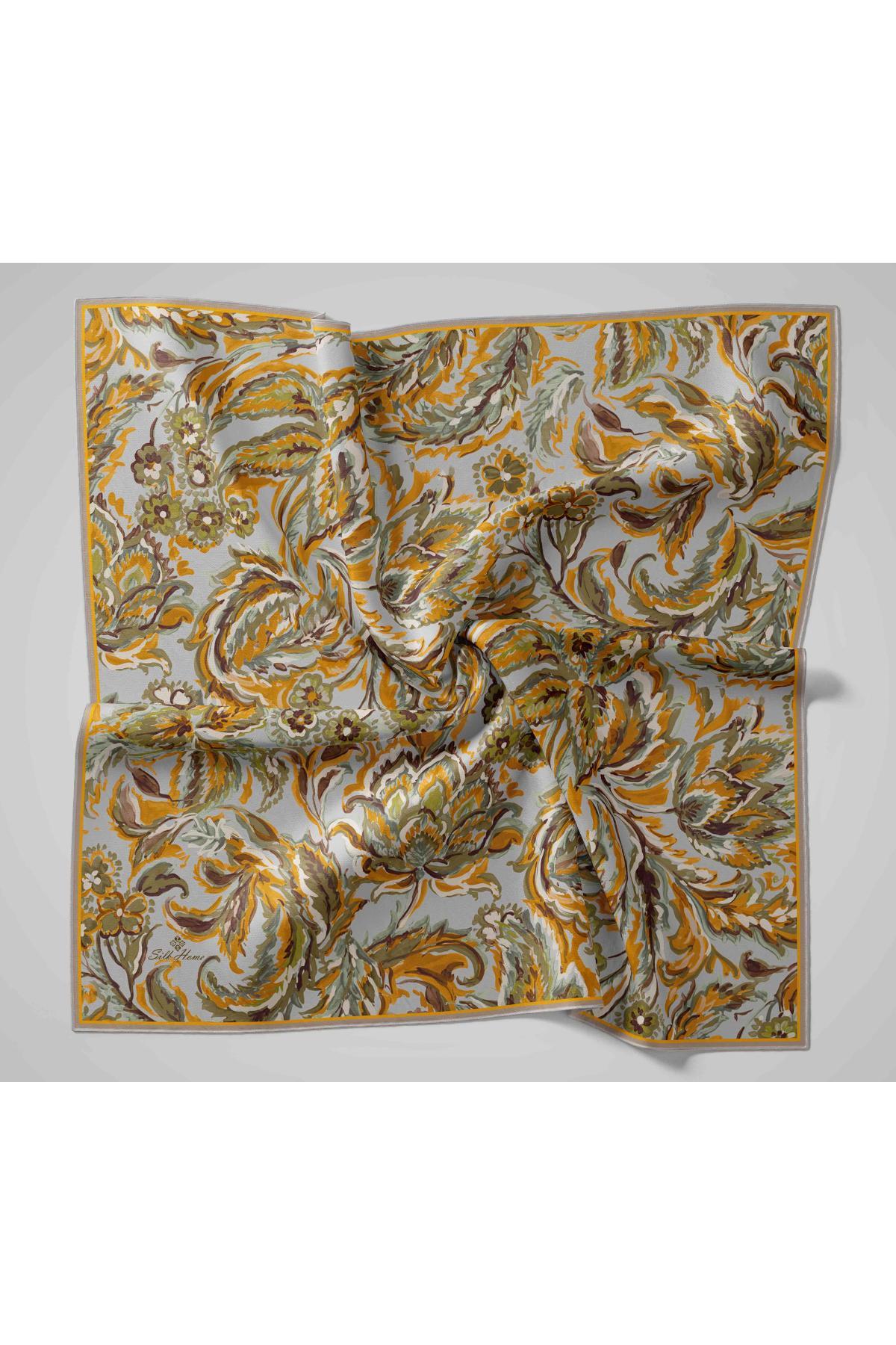 Silk Home Tivil İpek Eşarp 11469-34 Gri Karışık Desen