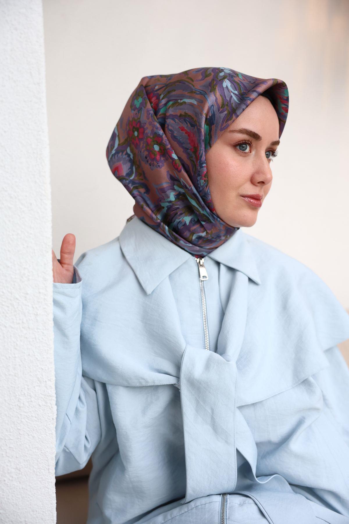 Silk Home Tivil İpek Eşarp 11469-38 Gül Kurusu Karışık Desen