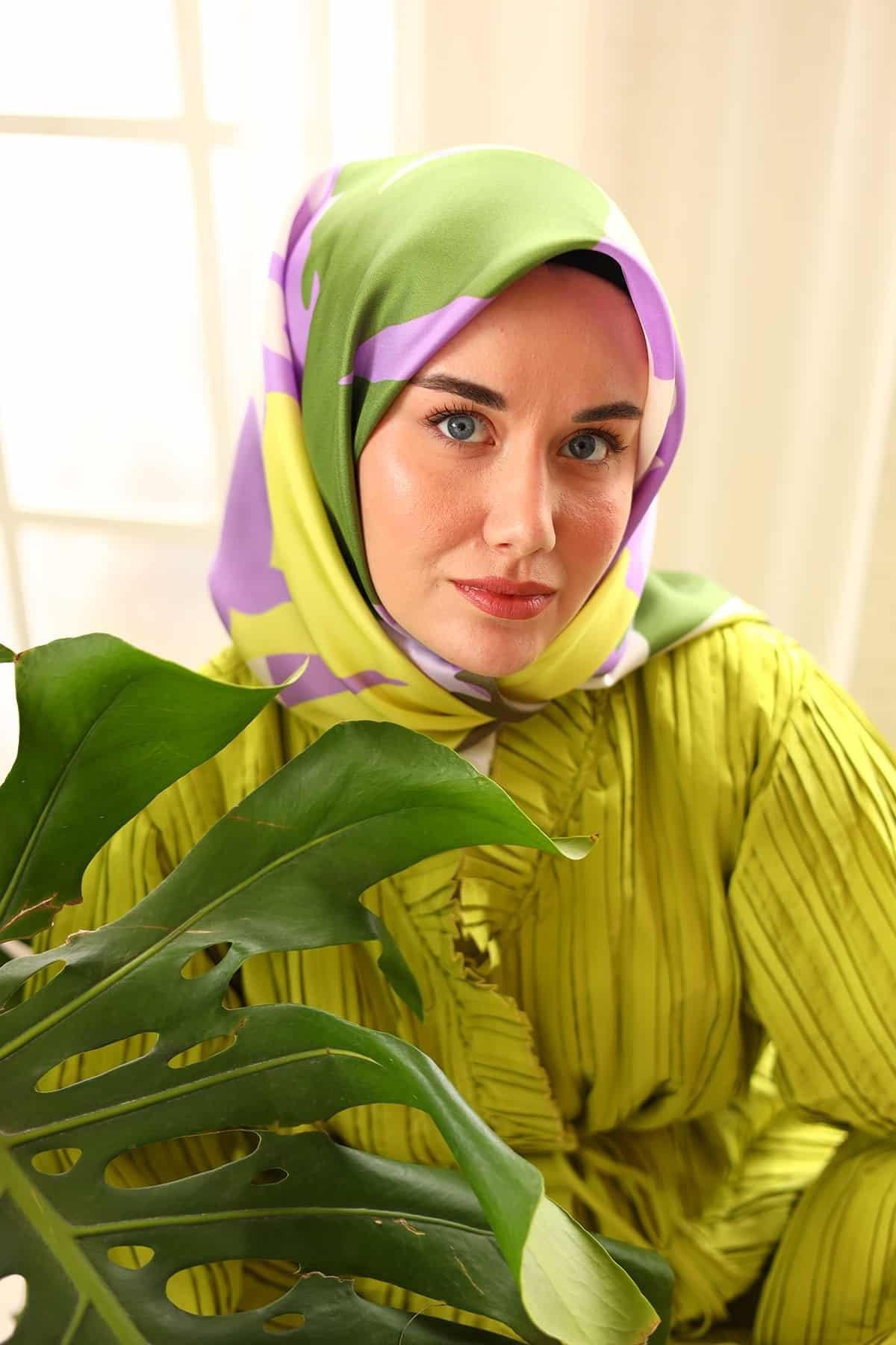 Silk Home Tivil İpek Eşarp IST11425-40 Yeşil, Leylak, Sarı, Haki