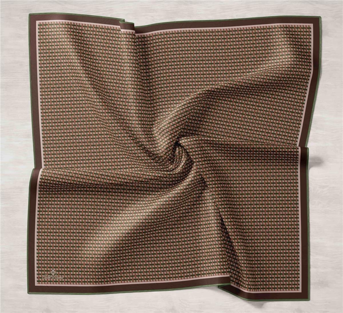 Silk Home Yeşil Geometrik Desen Tivil İpek Eşarp 11421-41