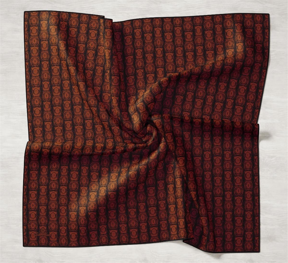 Silk Taba, Siyah Geometrik Desenli Tivil İpek Eşarp IST11452-23
