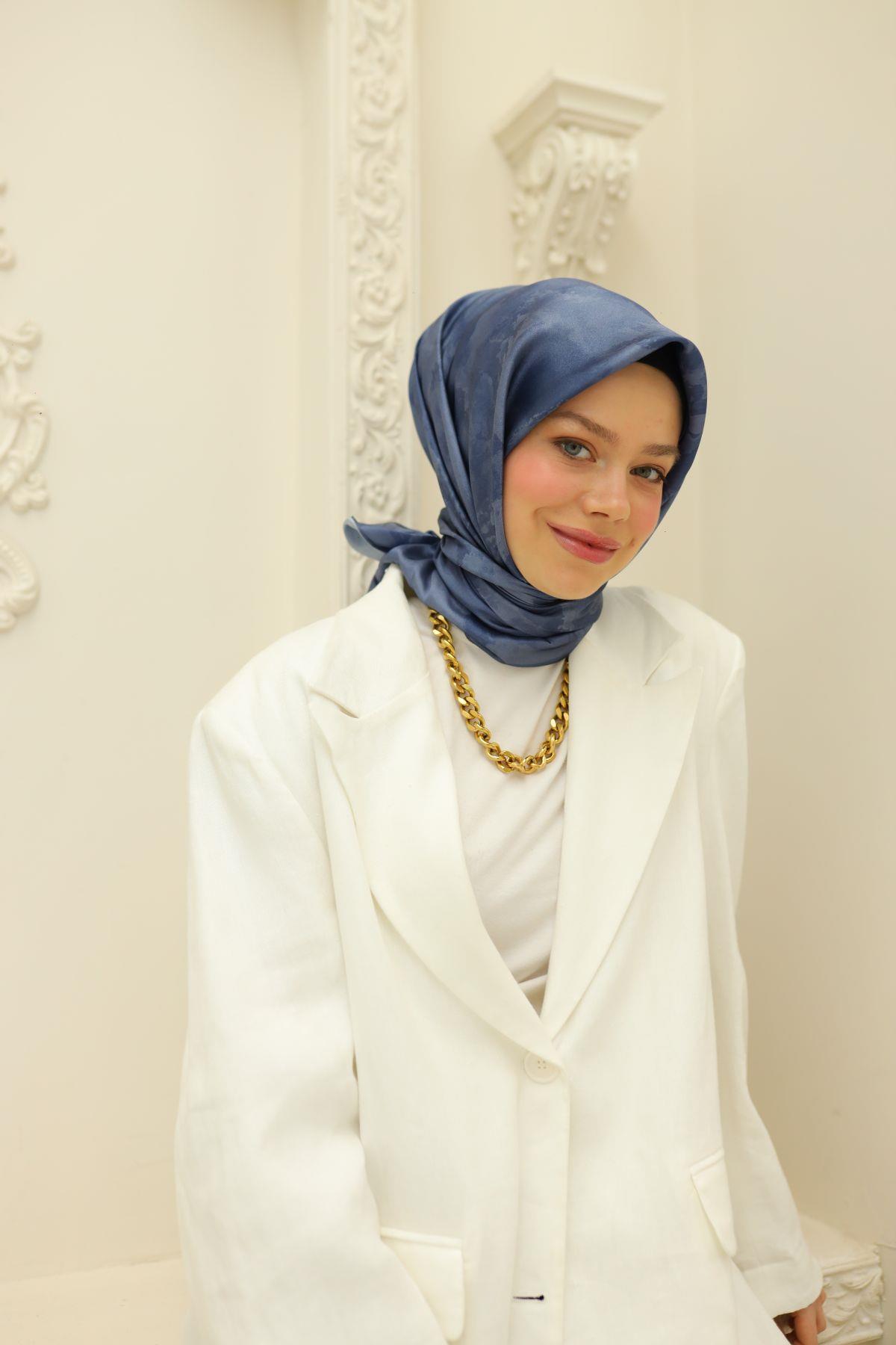 Silkhome Shiny Karolina Mavi, Çelik Mavi Işıltılı Eşarp IST75002-60