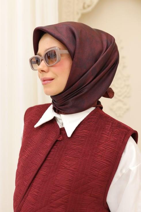 Silkhome Shiny Kiremit Bordo, Koyu Bordo Işıltılı Eşarp IST75002-62