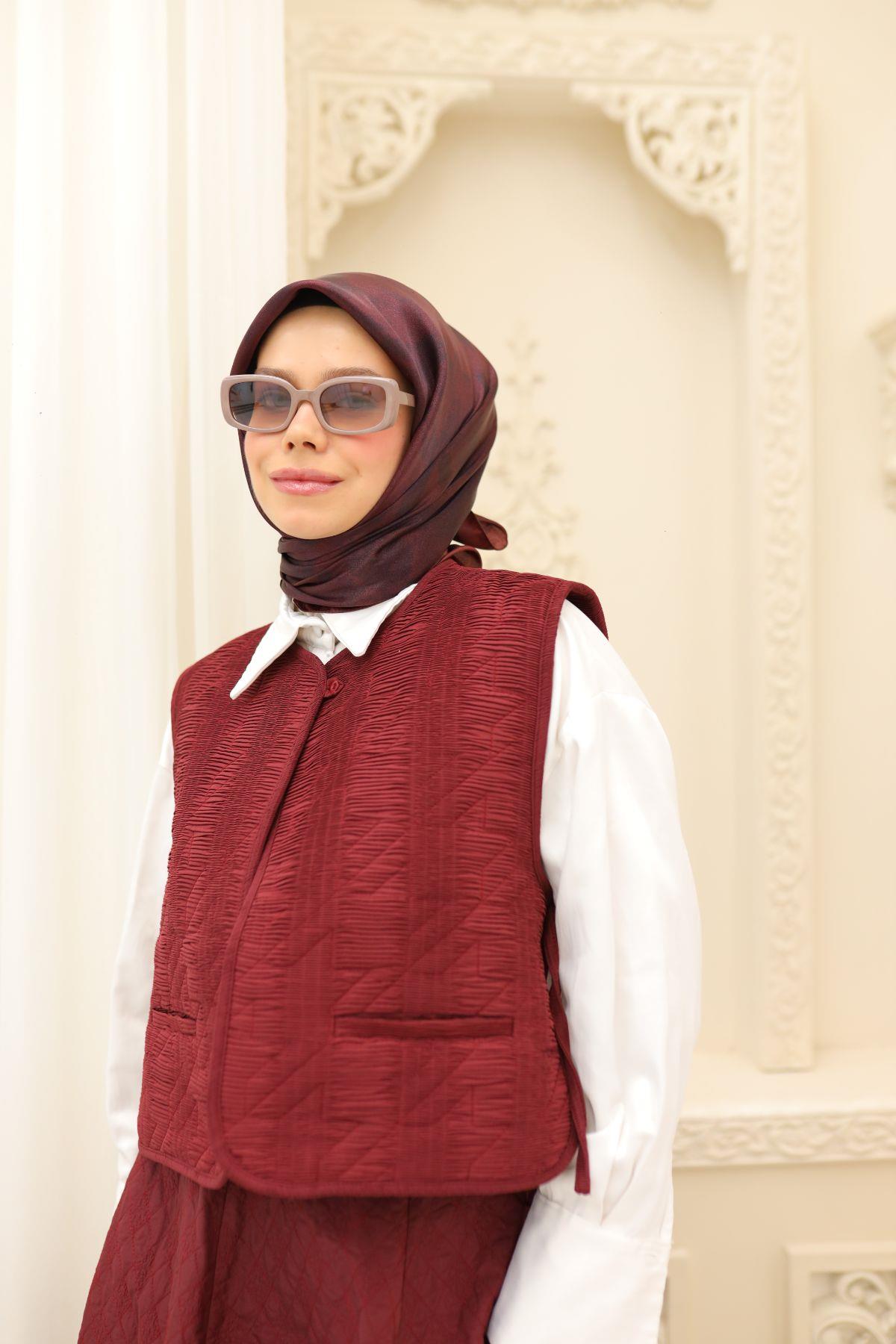 Silkhome Shiny Kiremit Bordo, Koyu Bordo Işıltılı Eşarp IST75002-62
