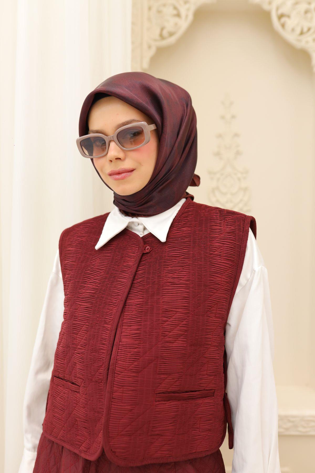 Silkhome Shiny Kiremit Bordo, Koyu Bordo Işıltılı Eşarp IST75002-62