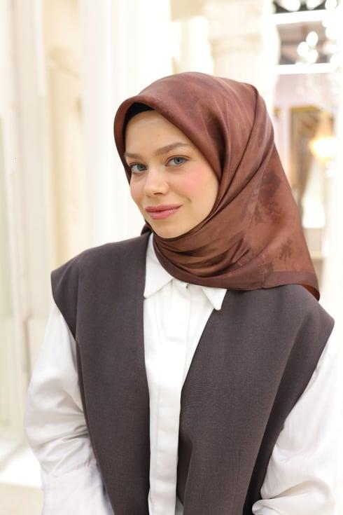 Silkhome Shiny Kızıl Kahve, Kahverengi Işıltılı Eşarp IST 75002-52