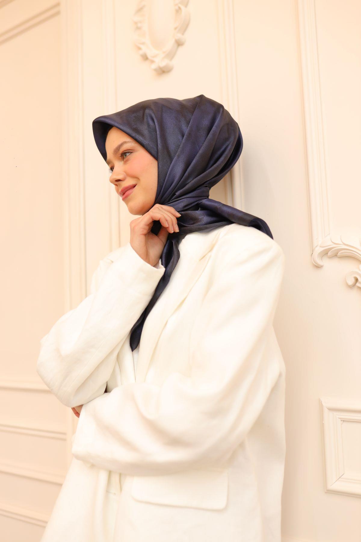 Silkhome Shiny Koyu Lacivert, Gece Mavi Işıltılı Eşarp IST75002-58