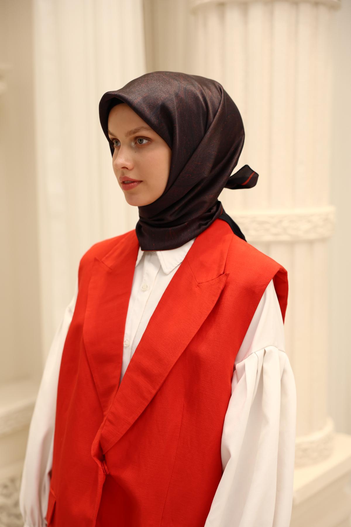 Silkhome Shiny Siyah, Kırmızı Işıltılı Eşarp IST 75009-20
