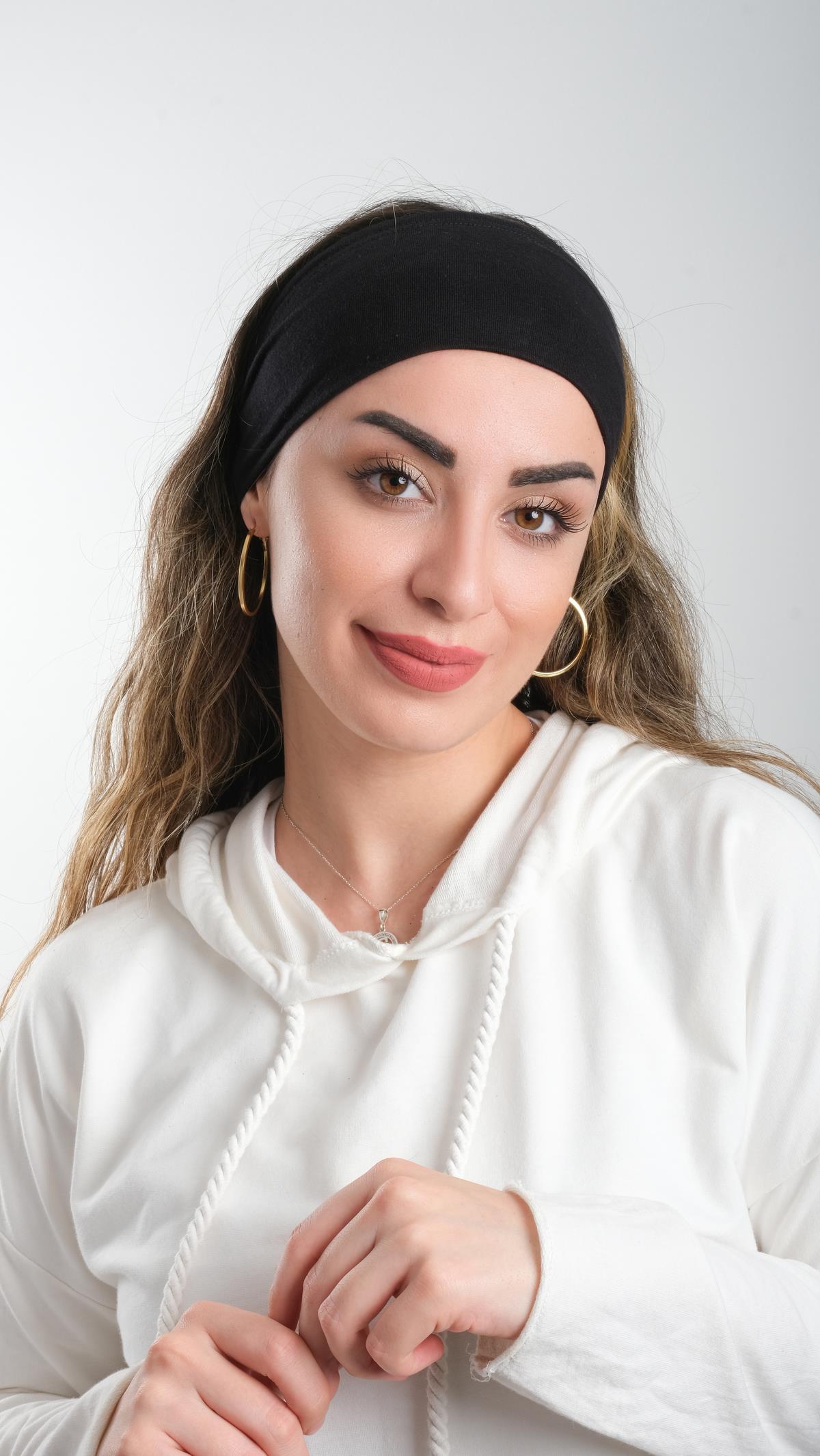 Siyah Bandana Saç Bandı Viskon Düz 3012_01