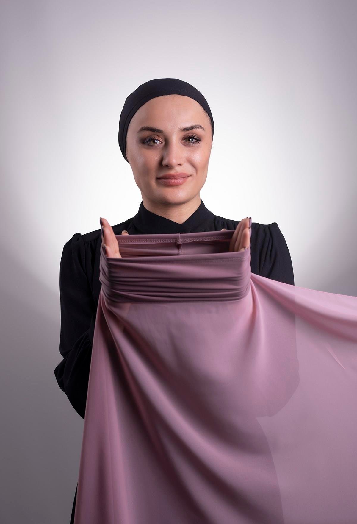 Violet Pratik Hazır Geçmeli Şal Şifon Boru Boneli 3001_21