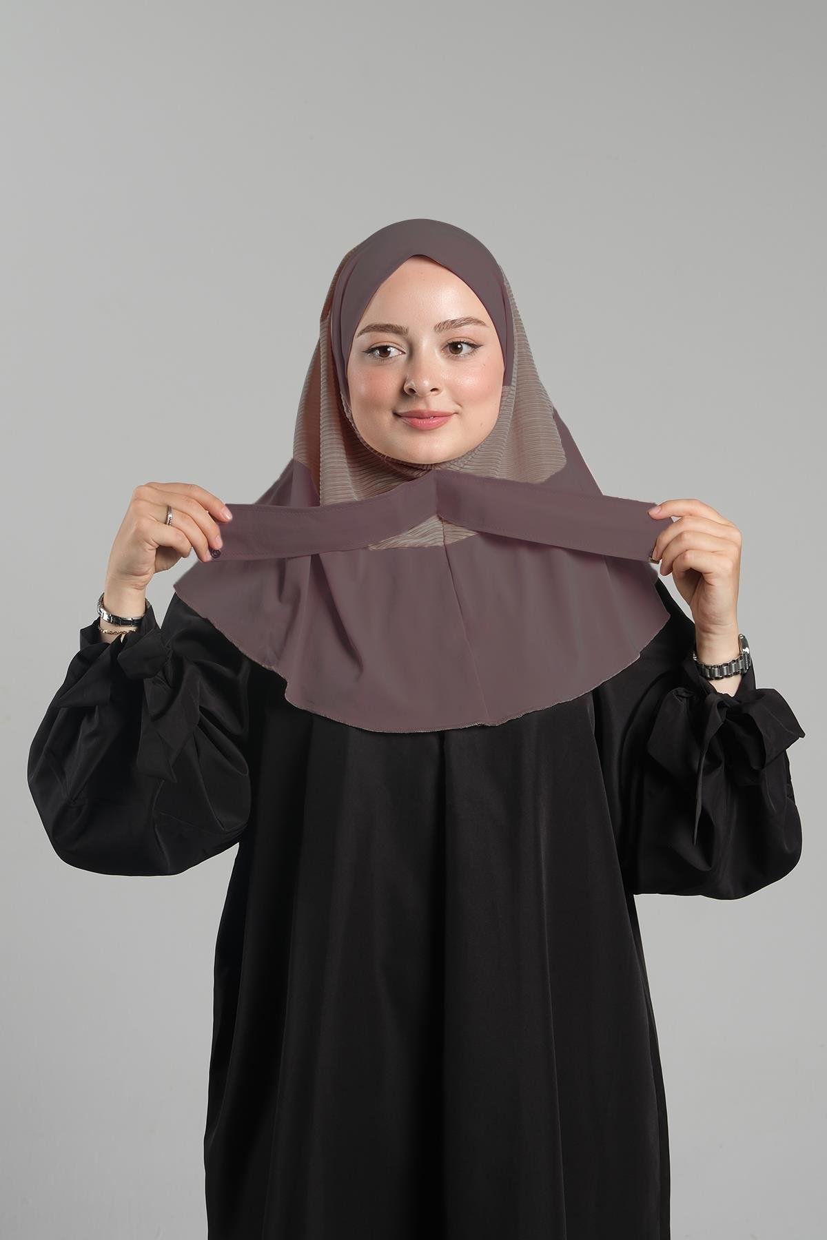 Vizon Pratik Hazır Geçmeli Tesettür Eşarp Sandy Arkadan Çıtçıtlı Piliseli Hijab 2406_10