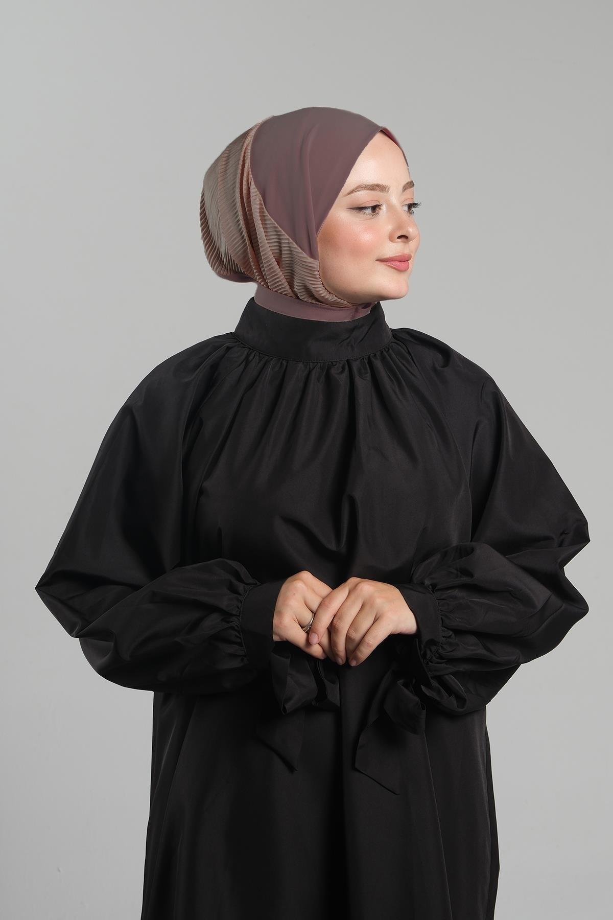 Vizon Pratik Hazır Geçmeli Tesettür Eşarp Sandy Arkadan Çıtçıtlı Piliseli Hijab 2406_10