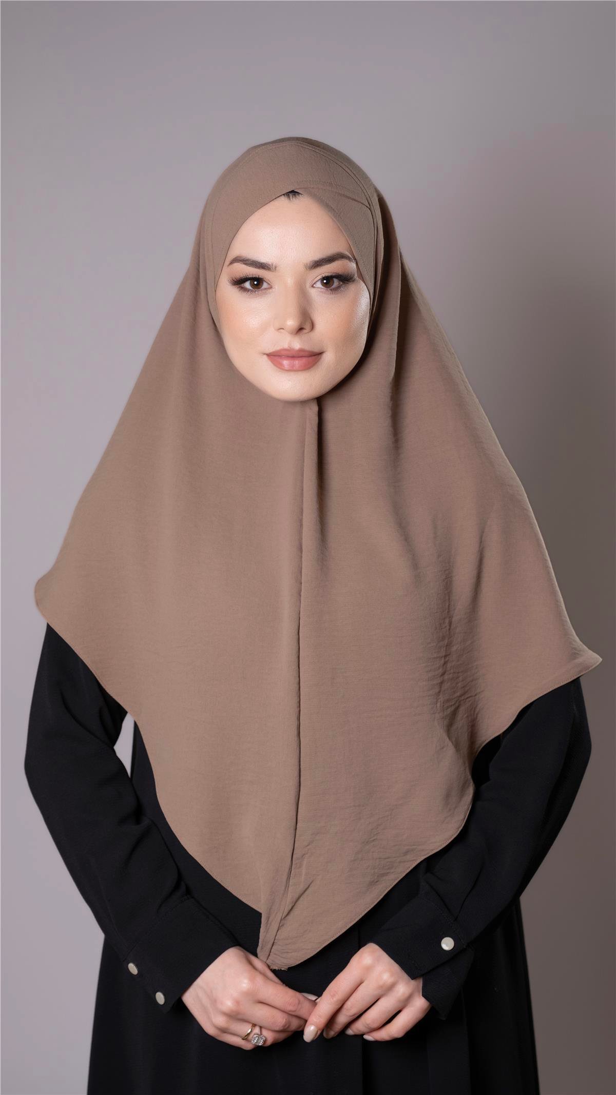 Yavru Ağzı Pratik Hazır Geçmeli Tesettür Eşarp Aerobin Kumaş  Çapraz Hijab 2307_35