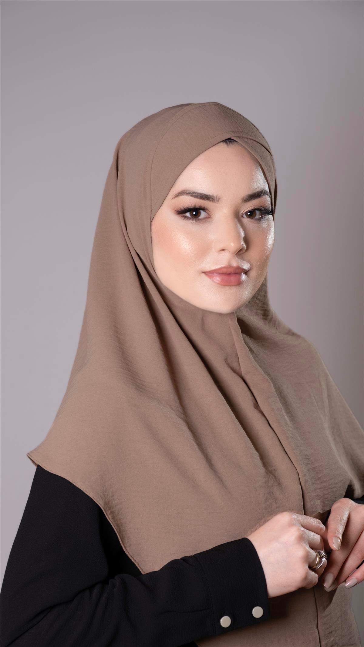 Yavru Ağzı Pratik Hazır Geçmeli Tesettür Eşarp Aerobin Kumaş  Çapraz Hijab 2307_35