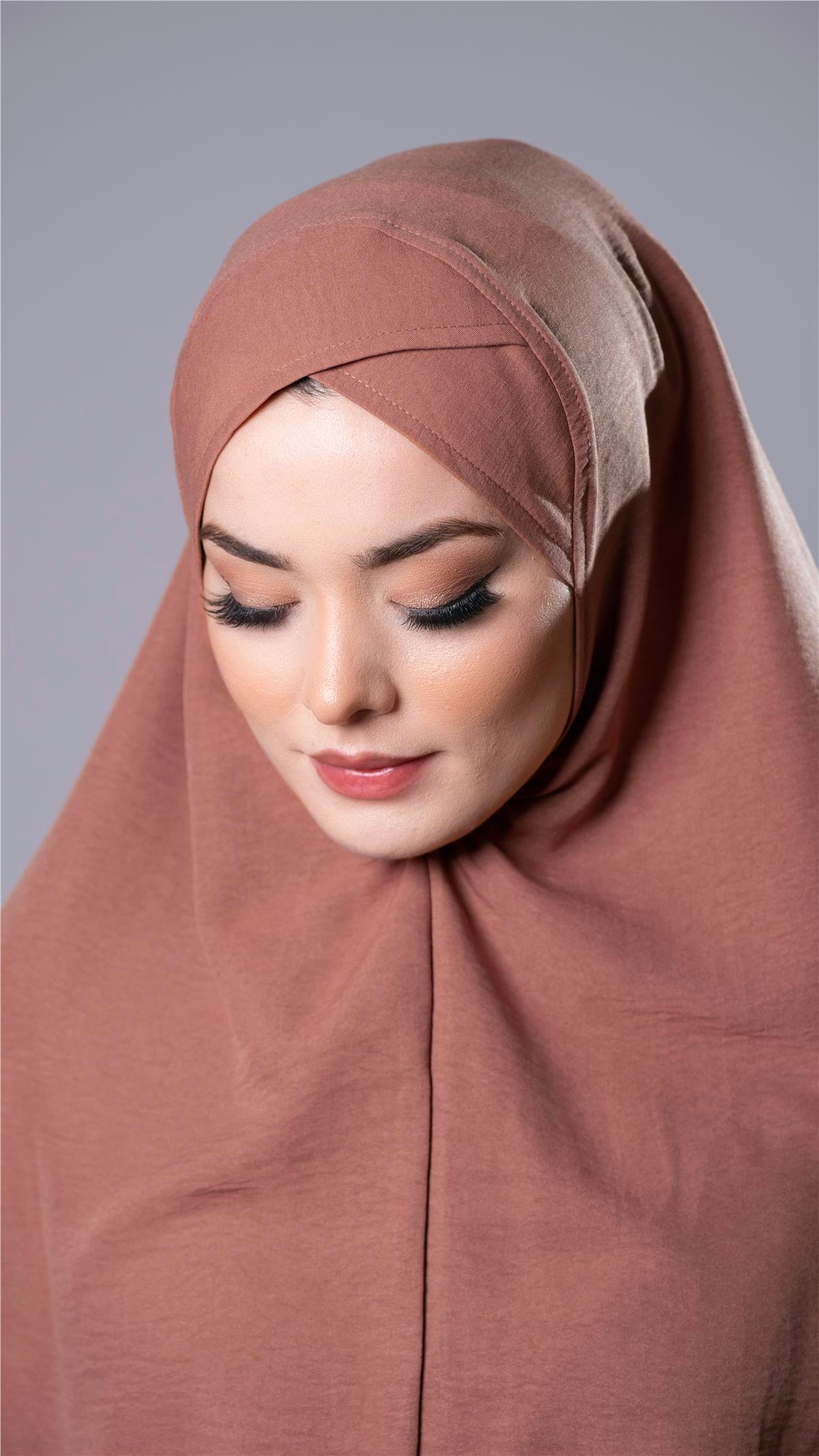 Yavru Ağzı Pratik Hazır Geçmeli Tesettür Eşarp Pamuk Caz Kumaş Tek Katlı Çapraz Hijab 2305_35