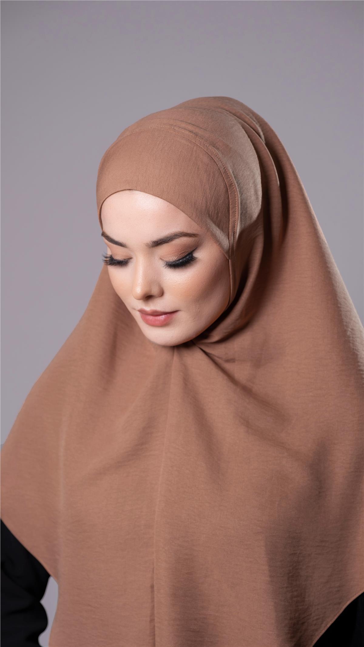 Yavru Ağzı Pratik Hazır Geçmeli Tesettür Eşarp Pamuk Caz Kumaş Düz Hijab 2306_35