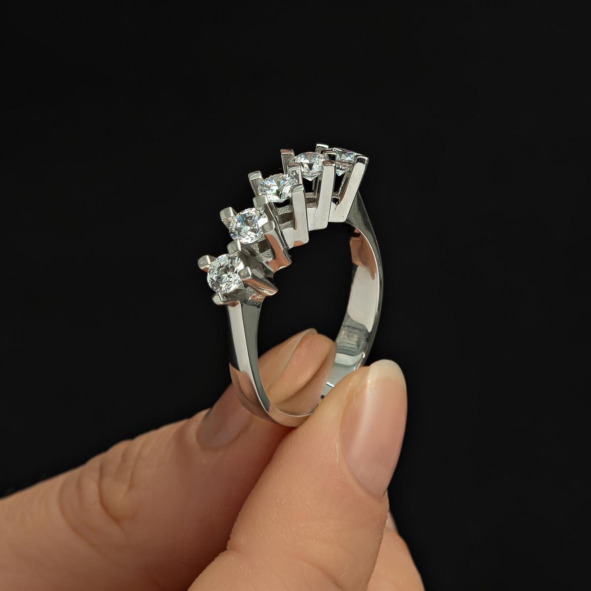 Swarovski Taşlı 925 Gümüş Beştaş Yüzük