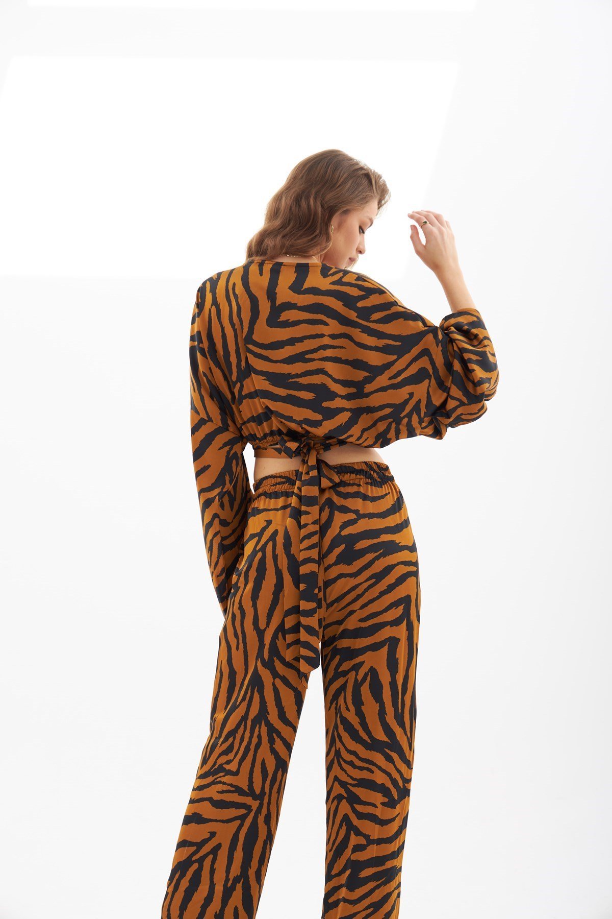 Alexis Crop Kruvaze Zebra Desenli Takım