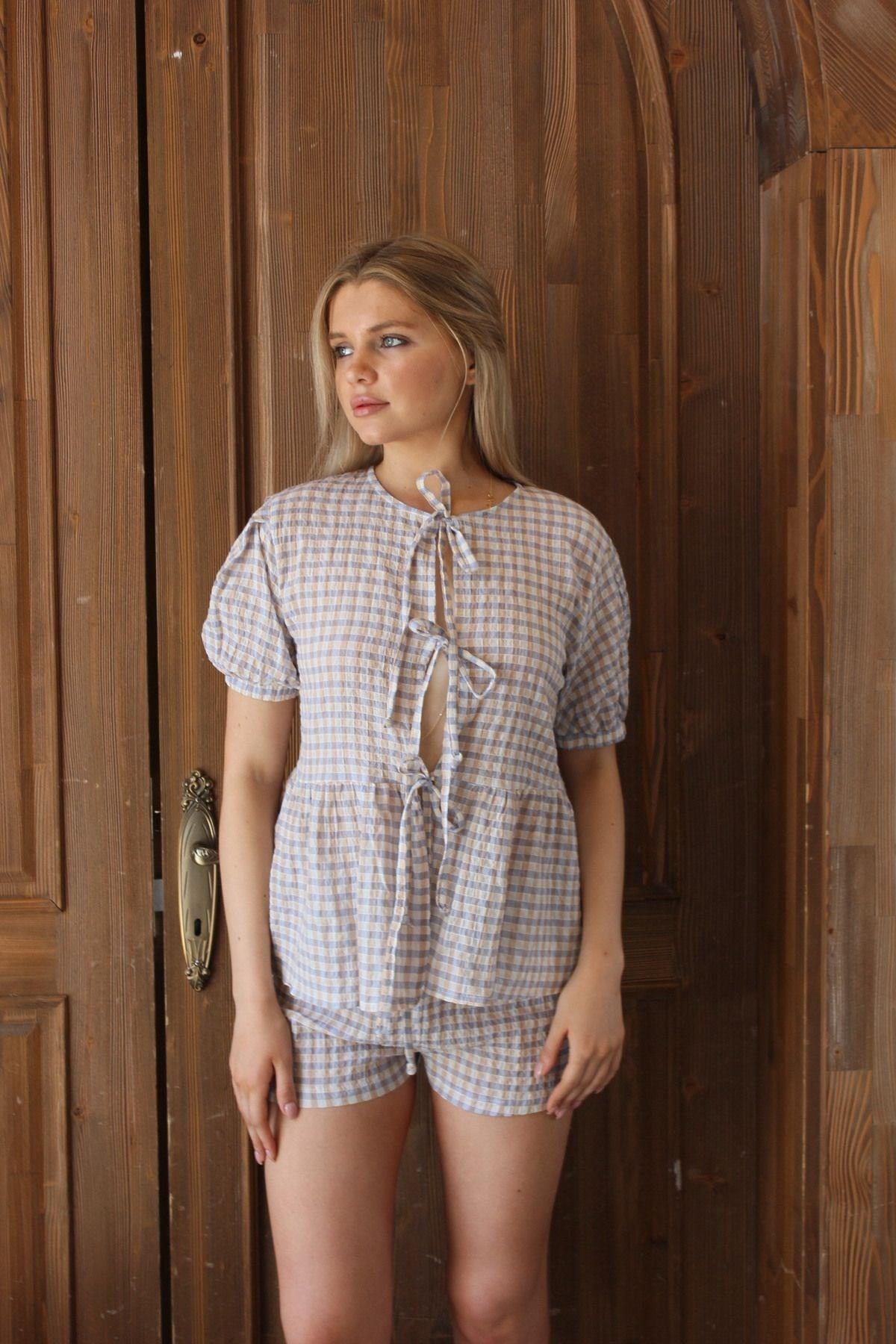 LILAC Desenli Mini Pijama Takımı