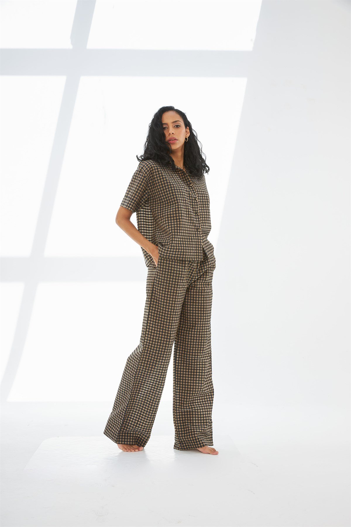 Sophia Desenli Düğmeli Pijama Takımı