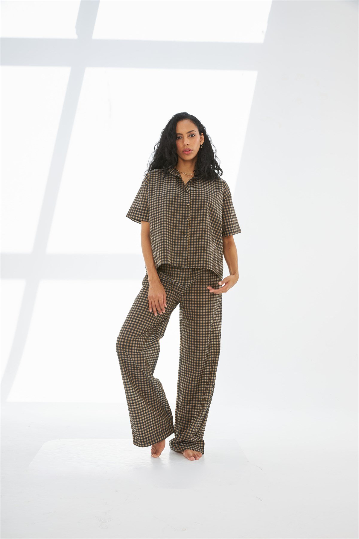 Sophia Desenli Düğmeli Pijama Takımı