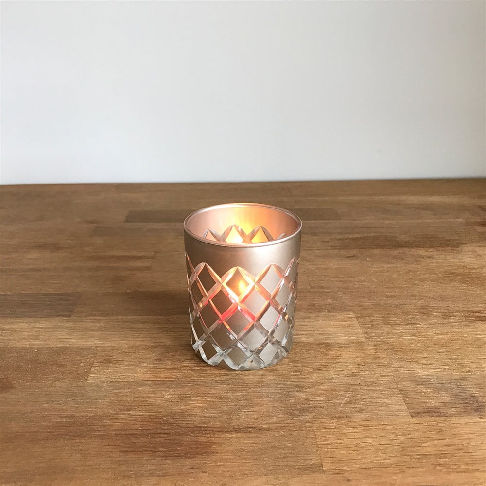 Vizon Kesme Cam Tealight Mumluk