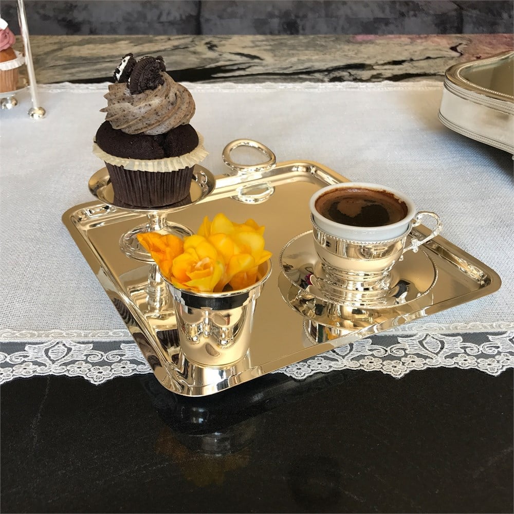 Yuvarlak Kulplu Kare Tepsi