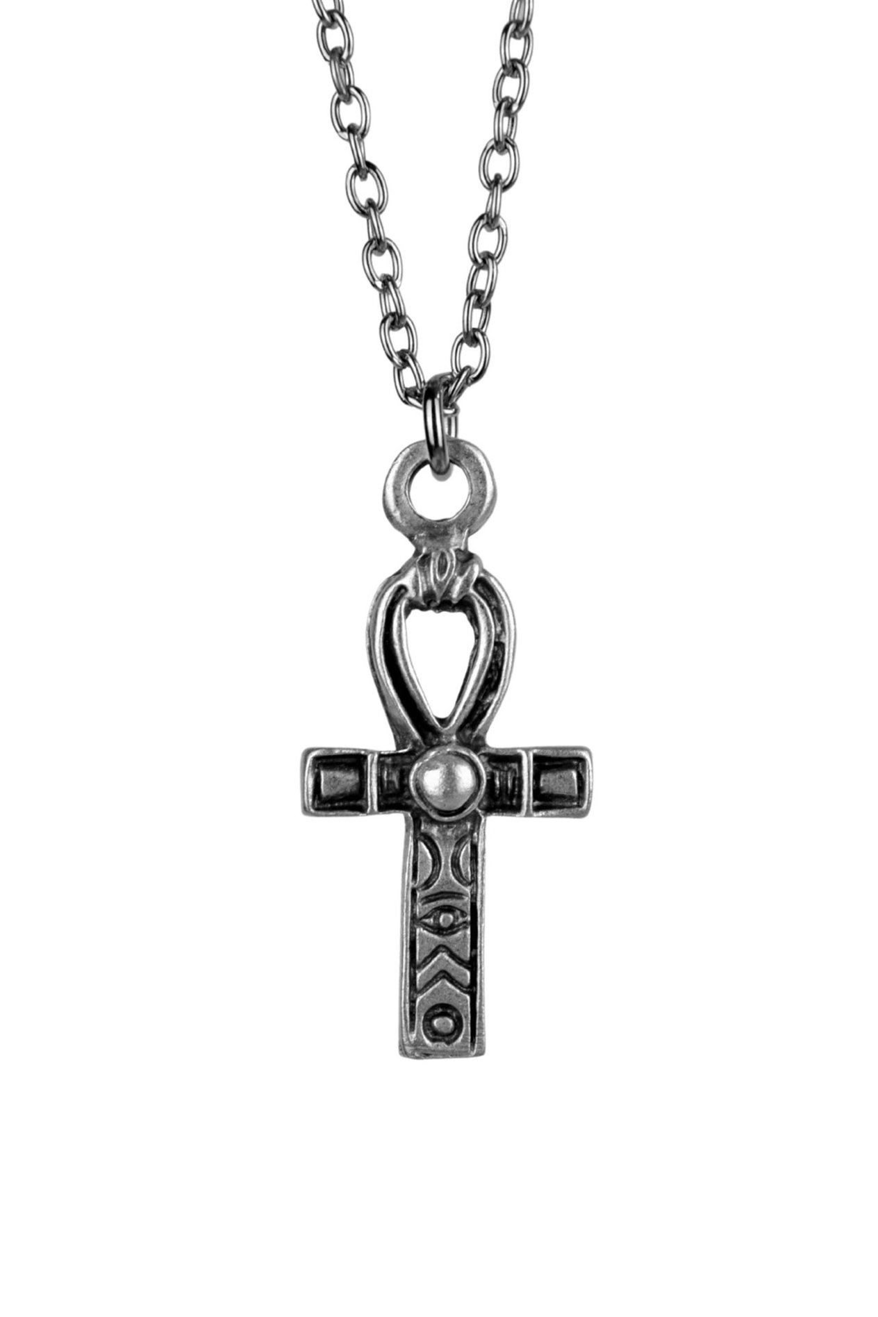Ankh Anahtar Sembolü Kolye Erkek Kadın Antik Gümüş Kaplama 60 cm Zincir
