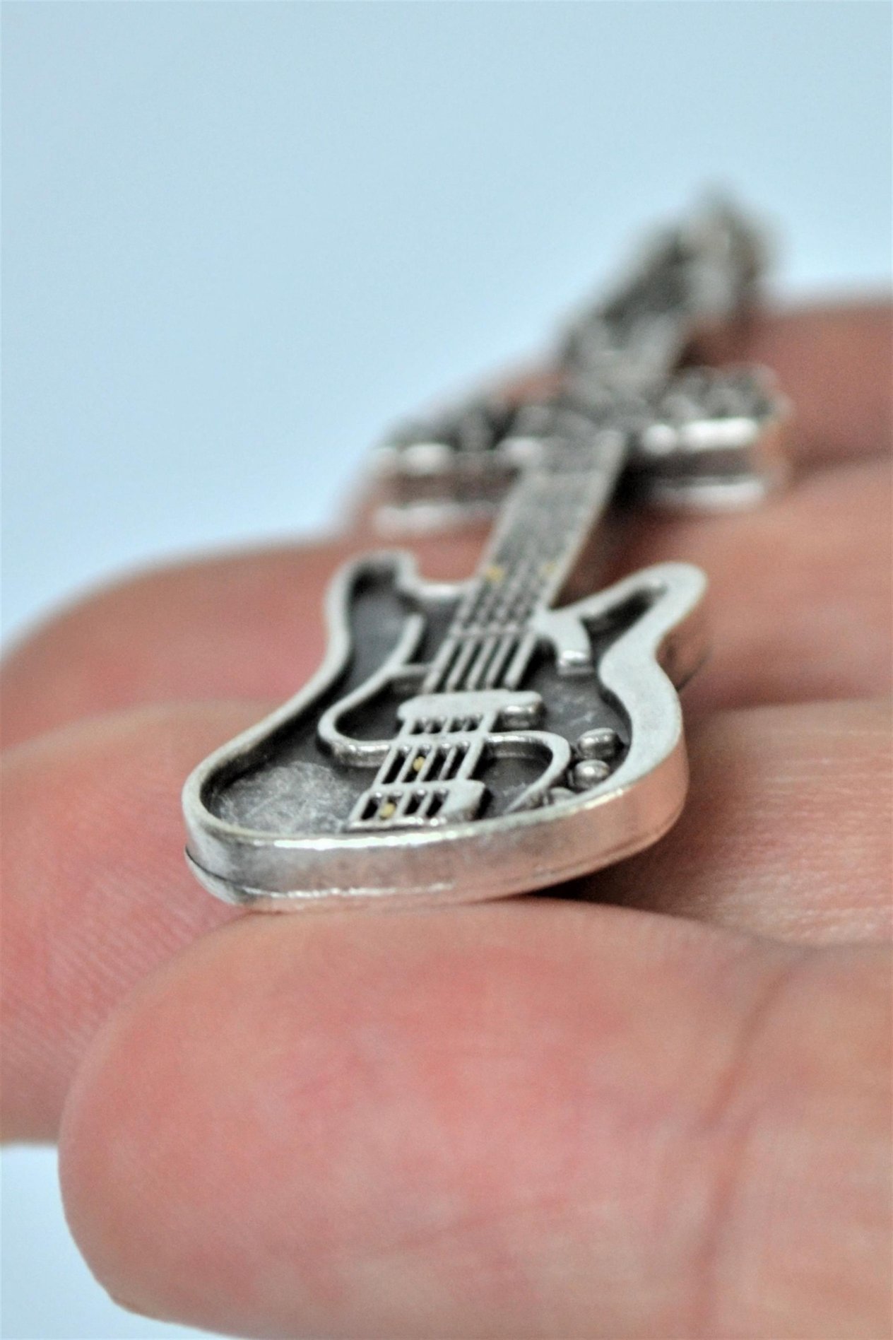 Avenged Sevenfold - Elektro Gitar Kolye Erkek Kadın Antik Gümüş Kaplama 60 cm Zincir