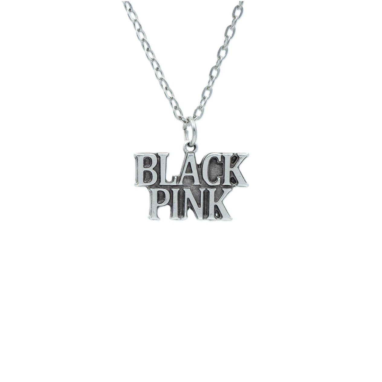 Black Pink Erkek Kadın Kolye Antik Gümüş Kaplama - 60 cm Düz Zincir
