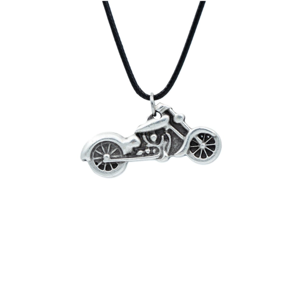 Chopper Motor Kolye Deri İp Kolye Gümüş Kaplama Erkek Kadın Kolye