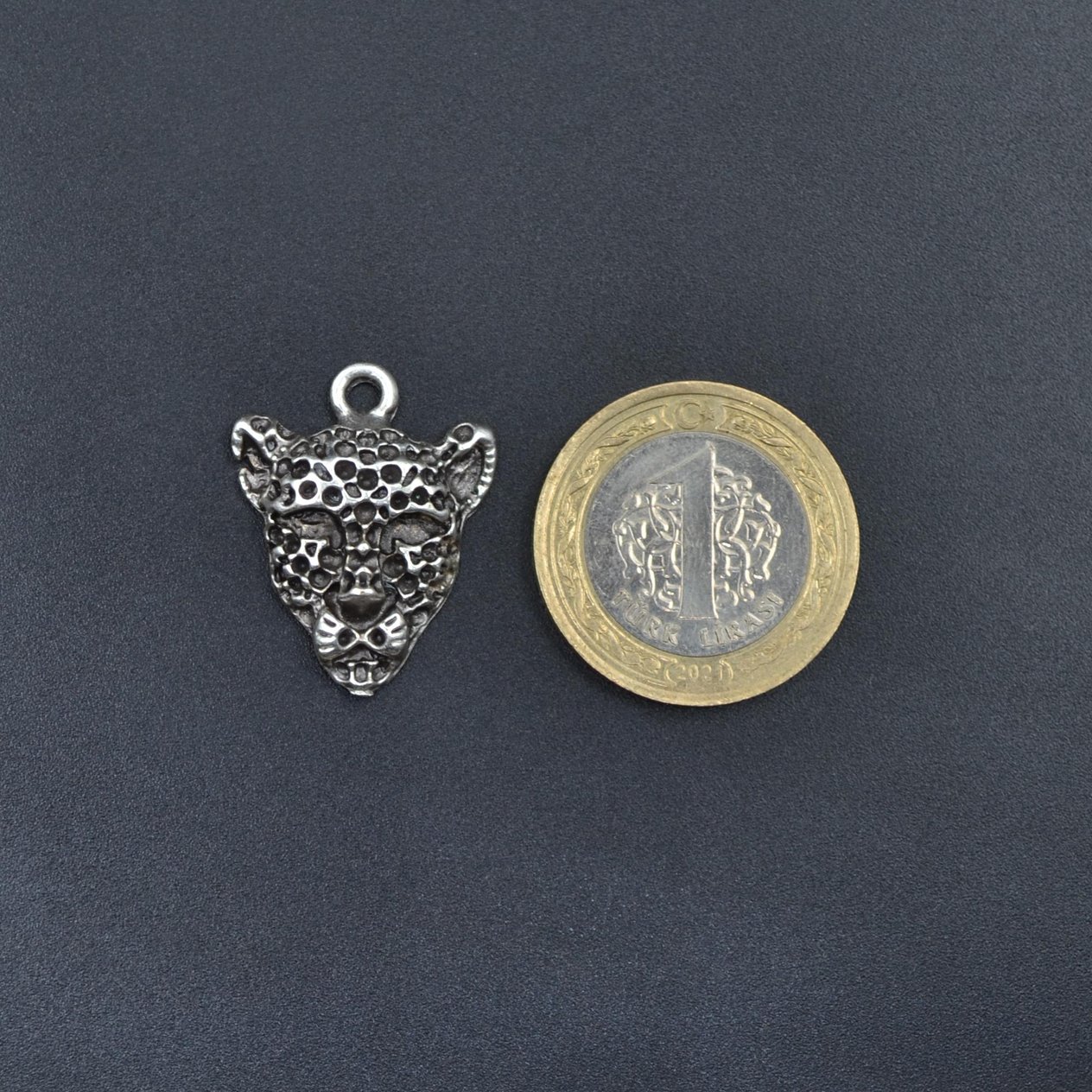 Leopar Kolye Deri İp Kolye Gümüş Kaplama Erkek Kadın Kolye