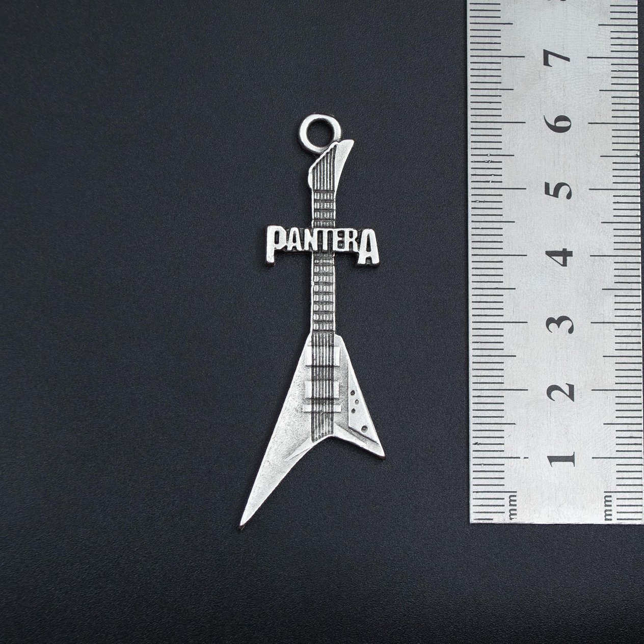 Pantera Elektro Gitar Kolye Deri İp Kolye Gümüş Kaplama Erkek Kadın Kolye
