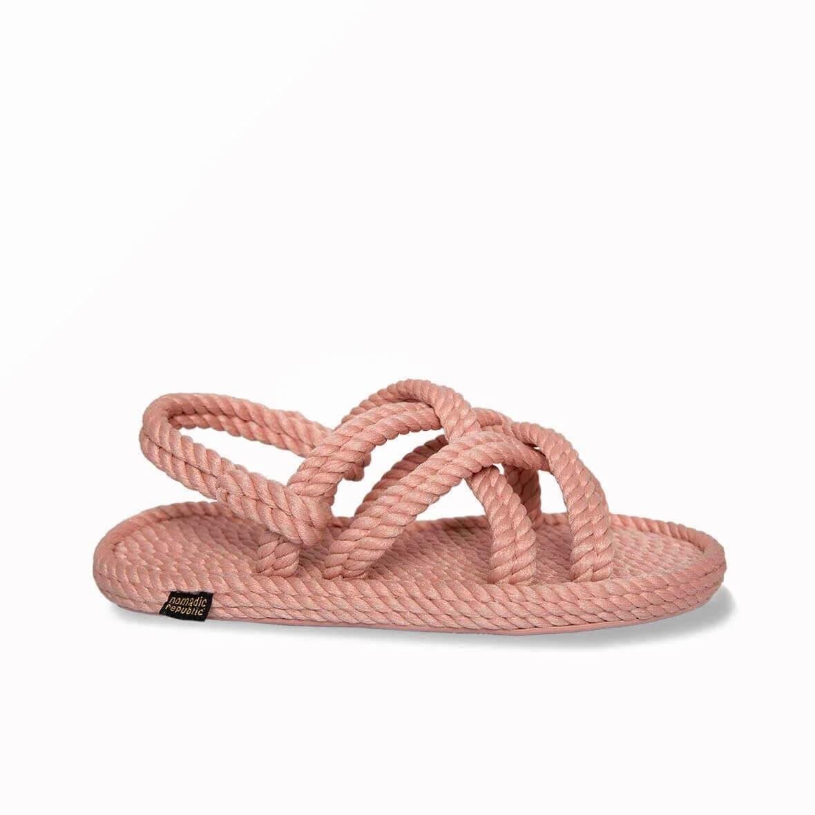Bodrum Kauçuk Tabanlı Çocuk Halat Sandalet - Pembe