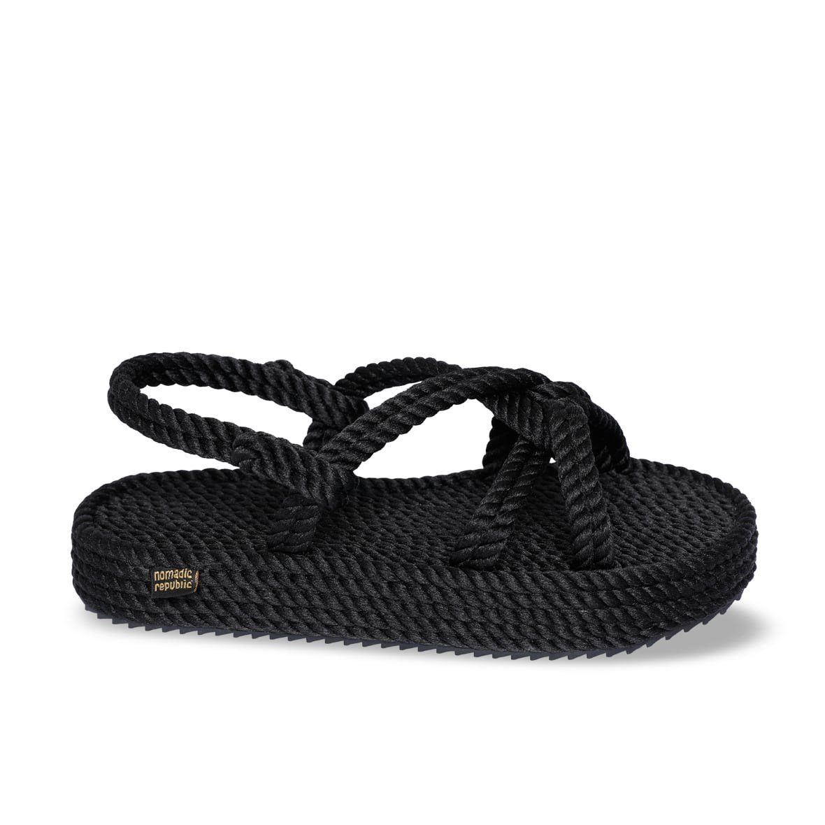 Bora Bora Platform Halat & İp Kadın Sandalet - Siyah