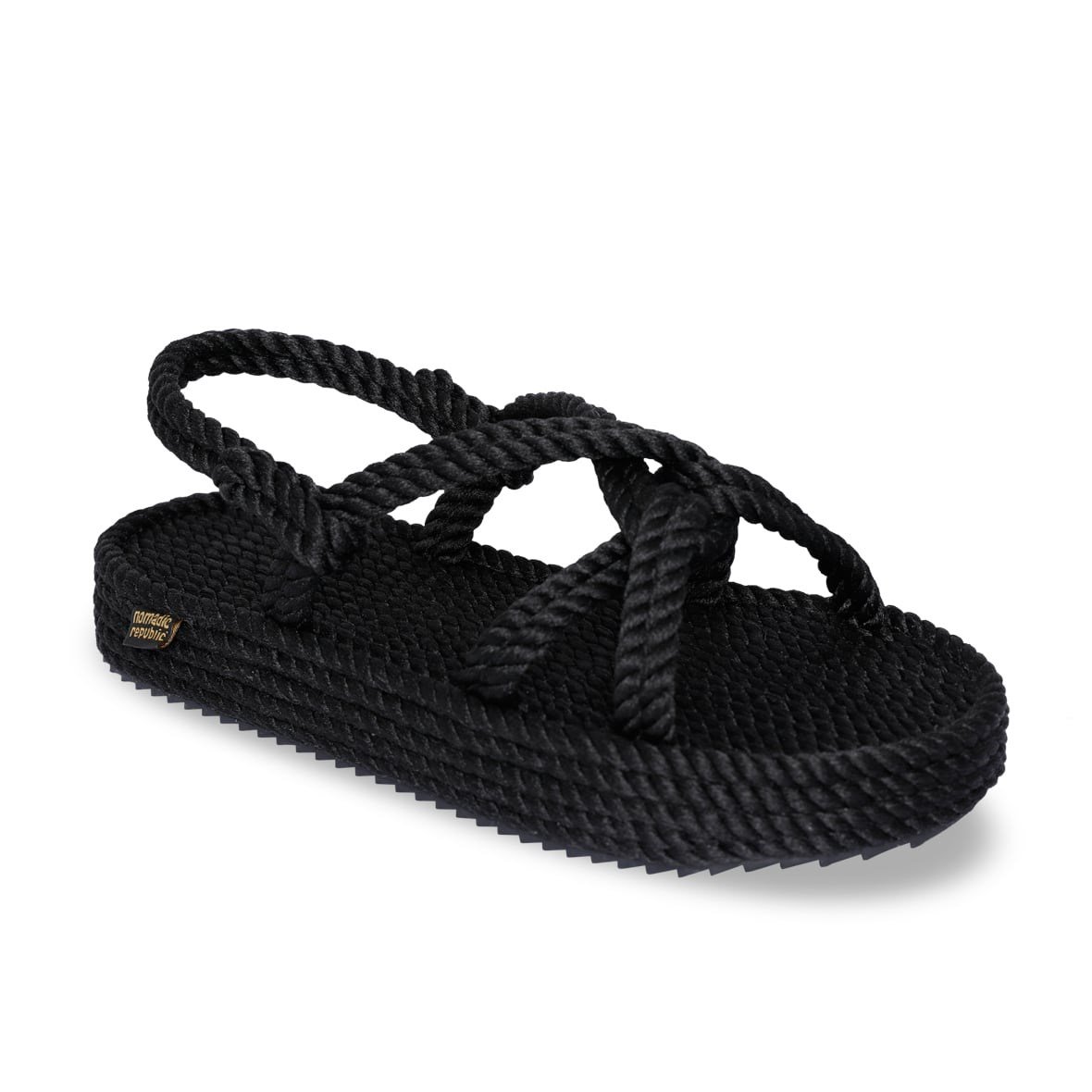 Bora Bora Platform Halat & İp Kadın Sandalet - Siyah